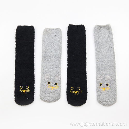 Simple black and gray coral fleece thermal socks